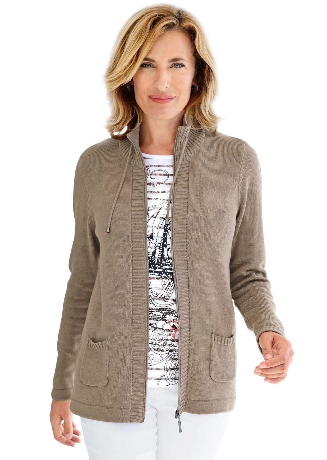 

Кардиган GOLDNER Strickjacke, серо-коричневый