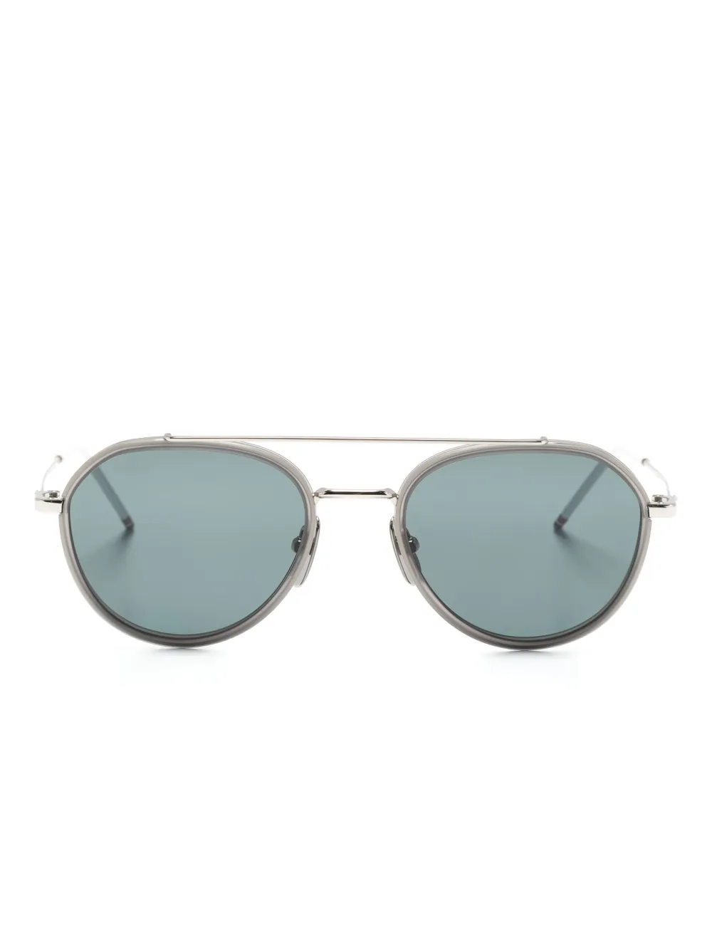 

Солнцезащитные очки-пилоты с логотипом Thom Browne Eyewear, серебяный
