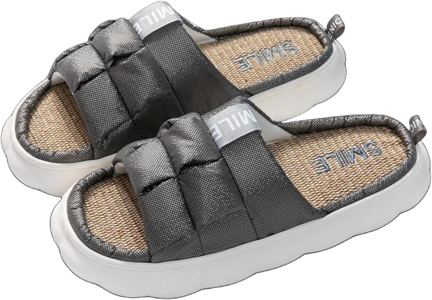 

Льняные тапочки для женщин и мужчин с бесшумной и нескользящей подошвой, тапочки на все сезоны с утолщенной подошвой, домашняя обувь, летние шлепанцы, сандалии, домашние тапочки Iwhgrmp, темно-серый