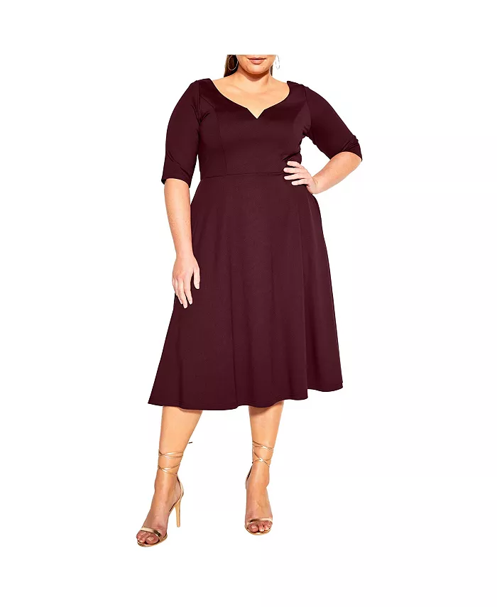 

Платье с рукавами до локтей Plus Size Cute Girl CITY CHIC, красный