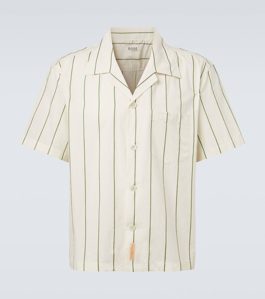 

Полосатая хлопковая рубашка боулинг Celery Bode, Green Cream