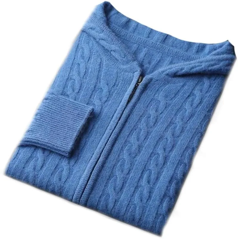 

Мужской толстый кардиган с капюшоном на молнии 100% кашемир OWEIEYEU