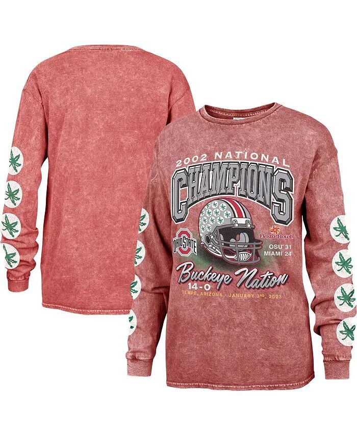 

Женская винтажная футболка-бойфренд Scarlet Ohio State Buckeyes с длинными рукавами '47 Brand