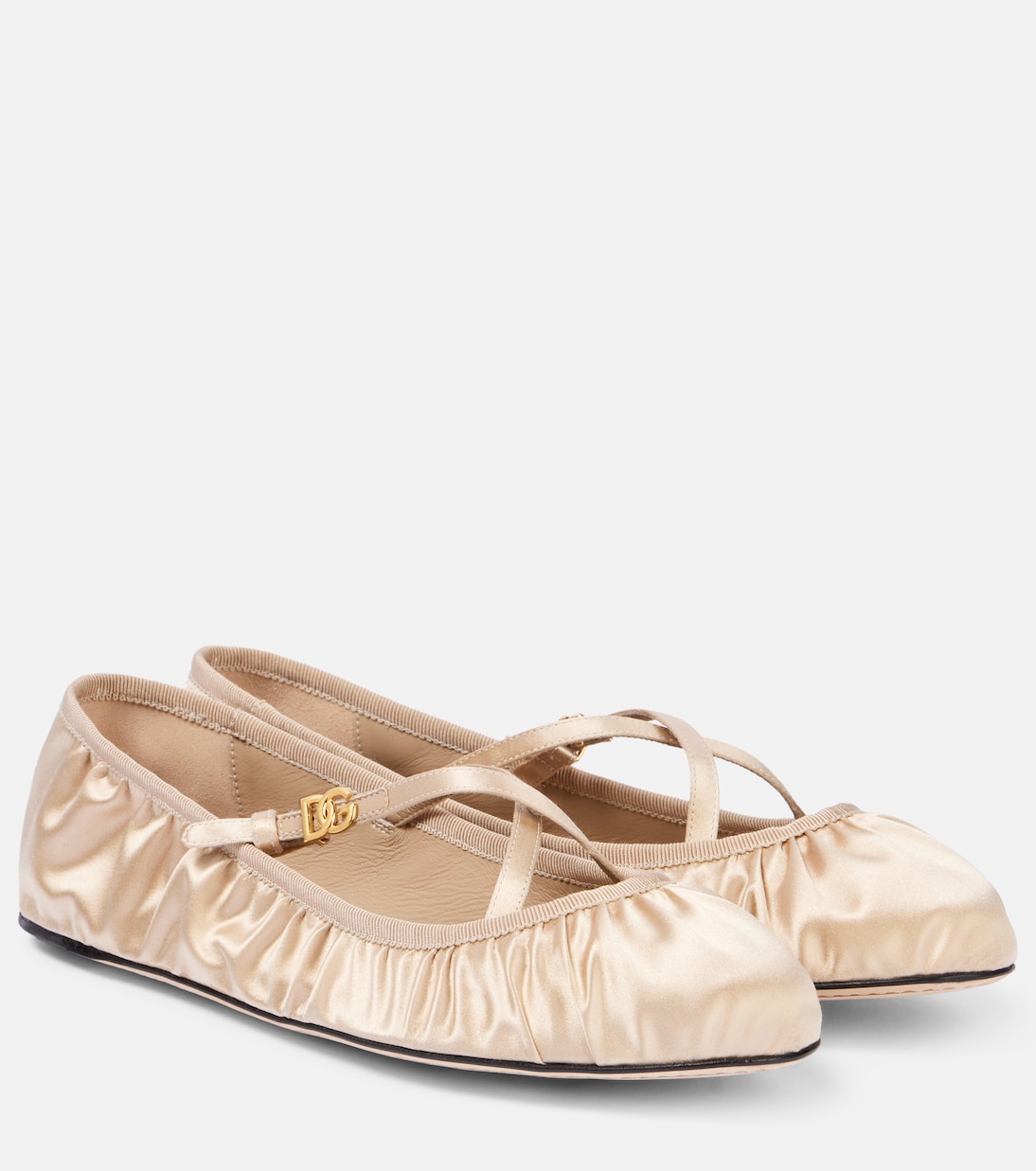 Балетки Vally из сатина Dolce&Gabbana, Crema / Crema