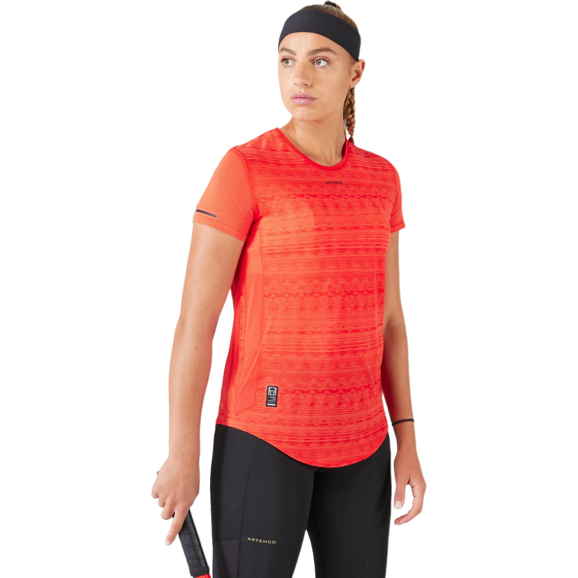 

DECATHLON Футболка женская, ярко-красная/биолюминесцентная кораллово-оранжевая