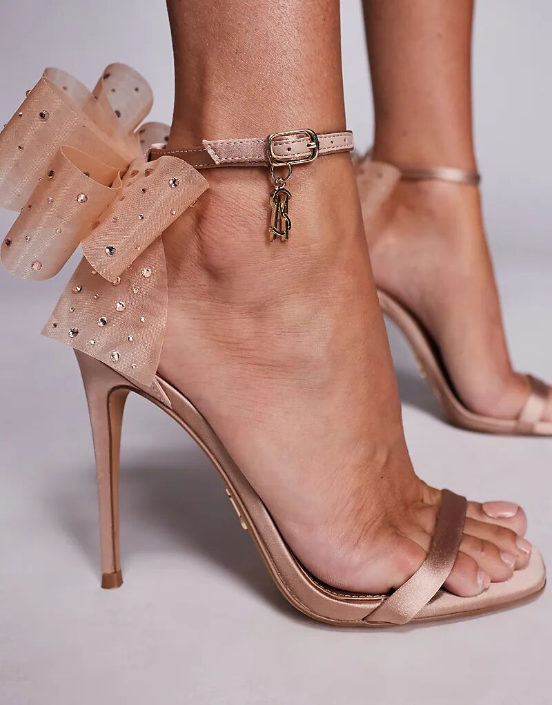 Туфли Steve Madden Nikole с бантом на высоком каблуке цвета шампанского — фото 4