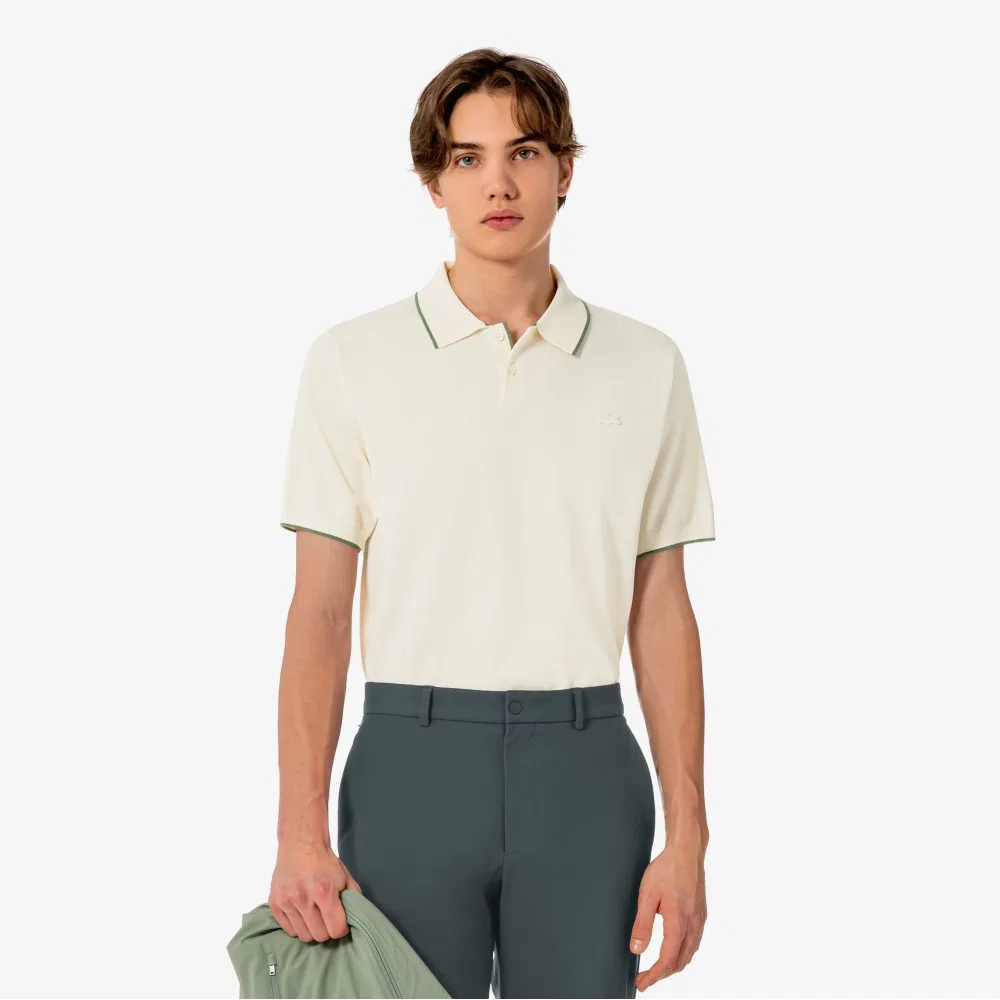 Мужская рубашка поло из бумажной пряжи цвета айвори от Lacoste