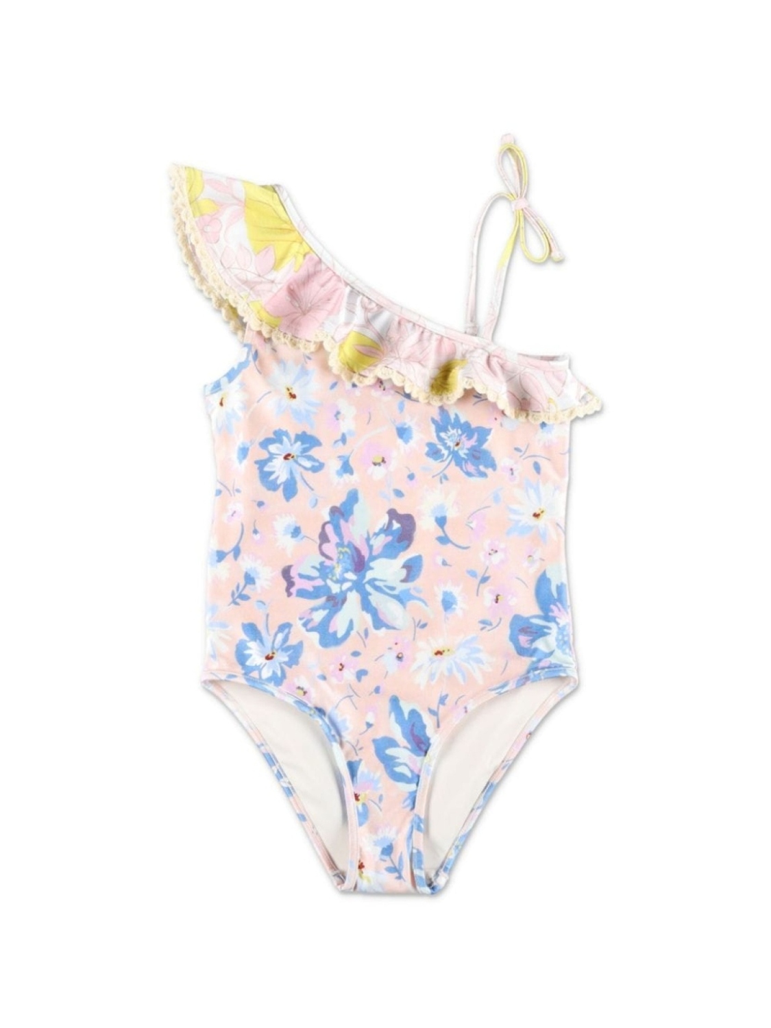 

ZIMMERMANN Kids купальник с оборками и цветочным принтом, синий