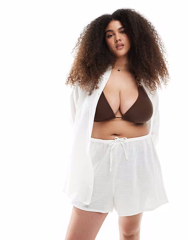 

Пляжные шорты New Look Curve Coord из хлопка белого цвета