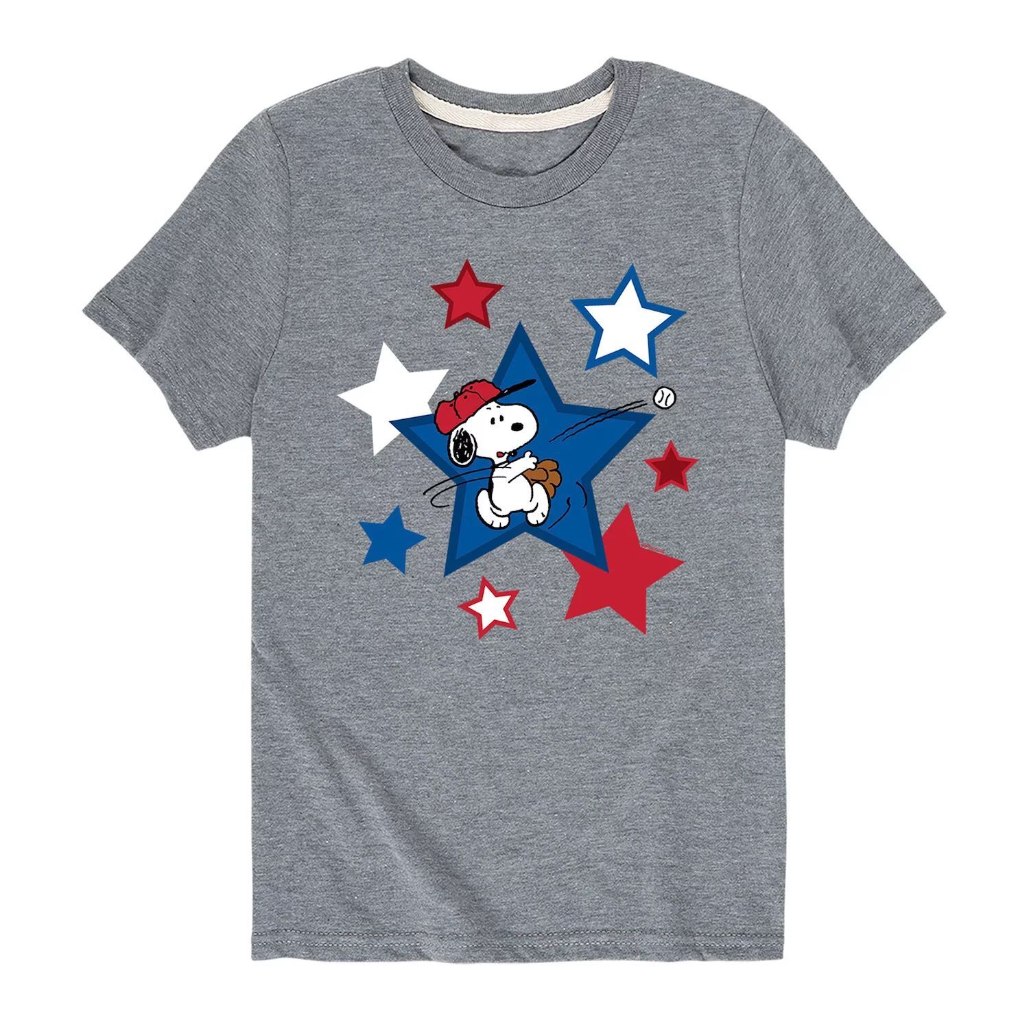 

Бейсбольная футболка Peanuts Snoopy Stars для мальчиков 8–20 лет Licensed Character, серый