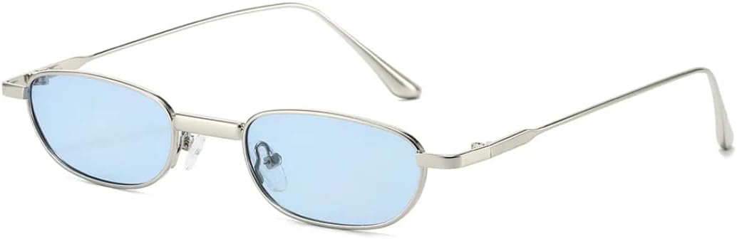 

Роскошные женские солнцезащитные очки в тонкой прямоугольной оправе с прозрачными линзами цвета морской волны и металлической оправой, мужские очки с защитой от УФ-излучения UV400 TVTBBVV, Silvery Blue