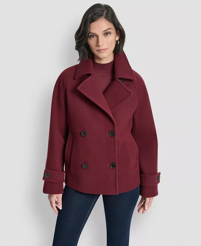 

Женское короткое двубортное пальто с воротником DKNY, красный