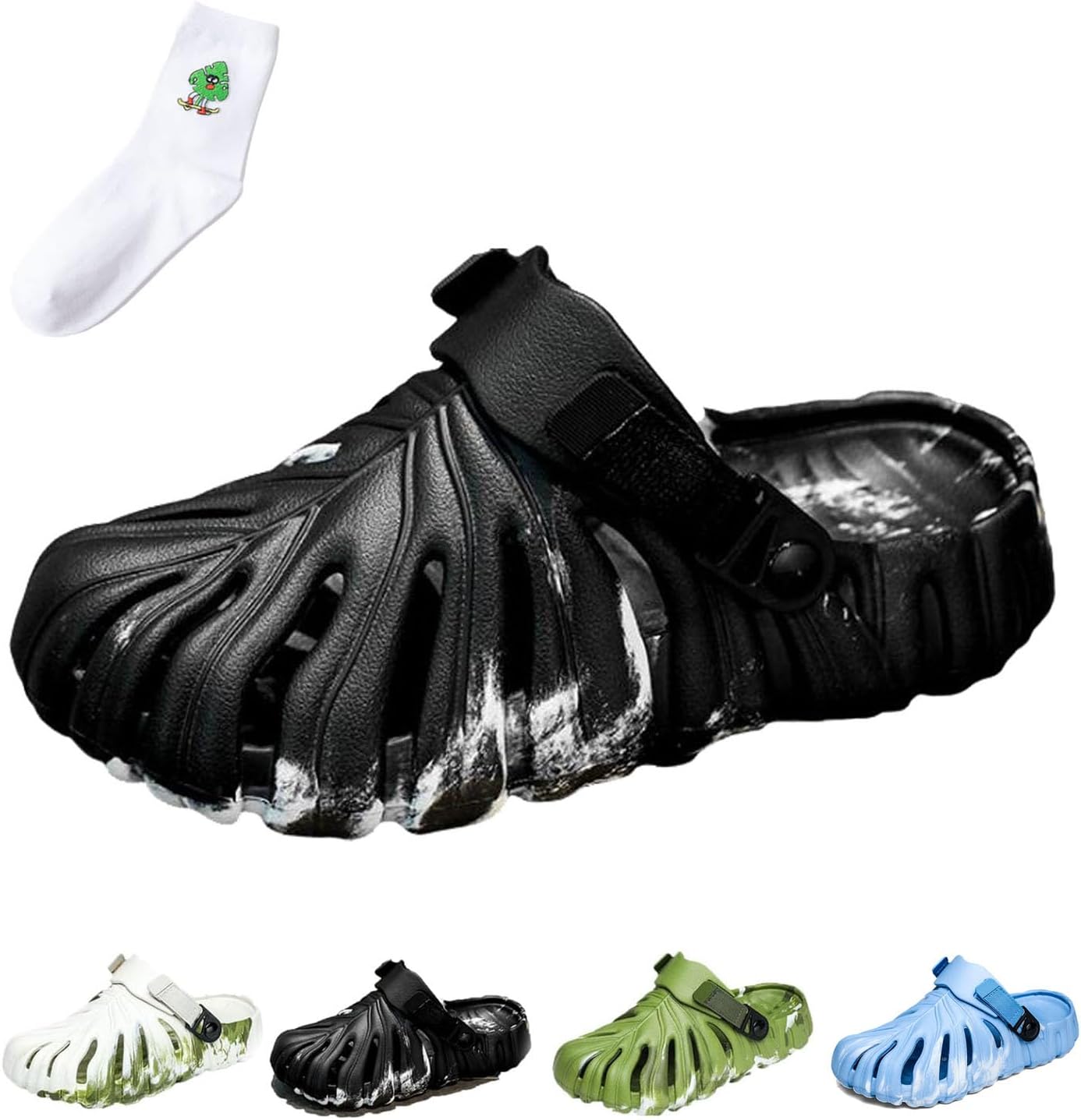 

Женские и мужские тапочки QUROXO Monstera, тапочки Monstera с толстой подошвой из ЭВА, противоскользящие пляжные шлепанцы Monstera, черный