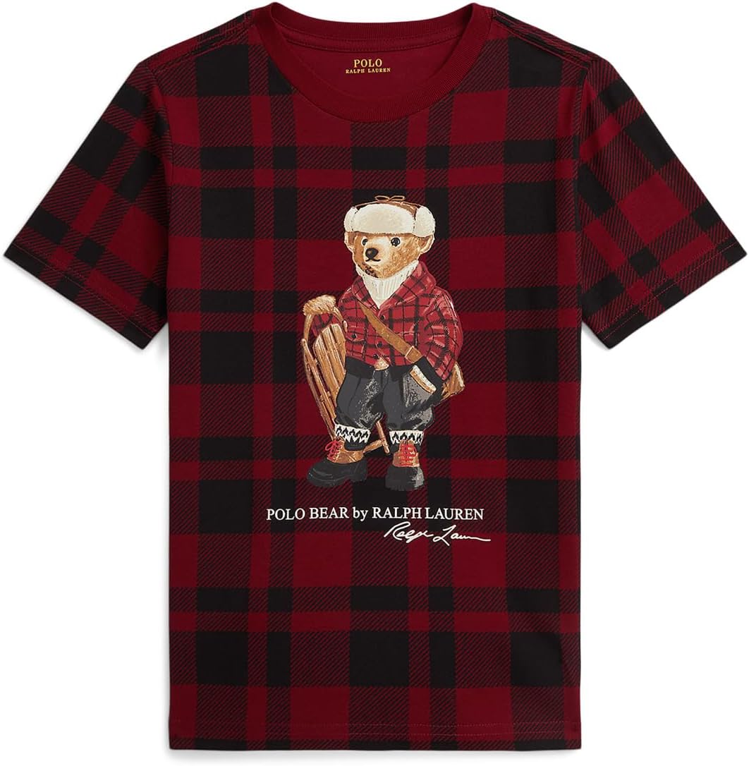 

Футболка Polo Bear из хлопка в клетку Polo Ralph Lauren Kids, Hol25 Bear Edge Holiday Check