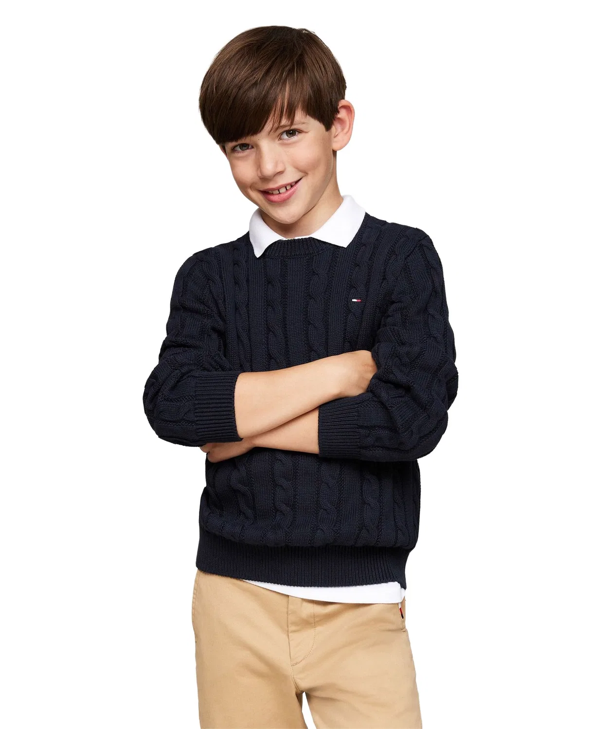 Свитер Tommy Hilfiger для мальчиков, хлопковый, тёмно-синий