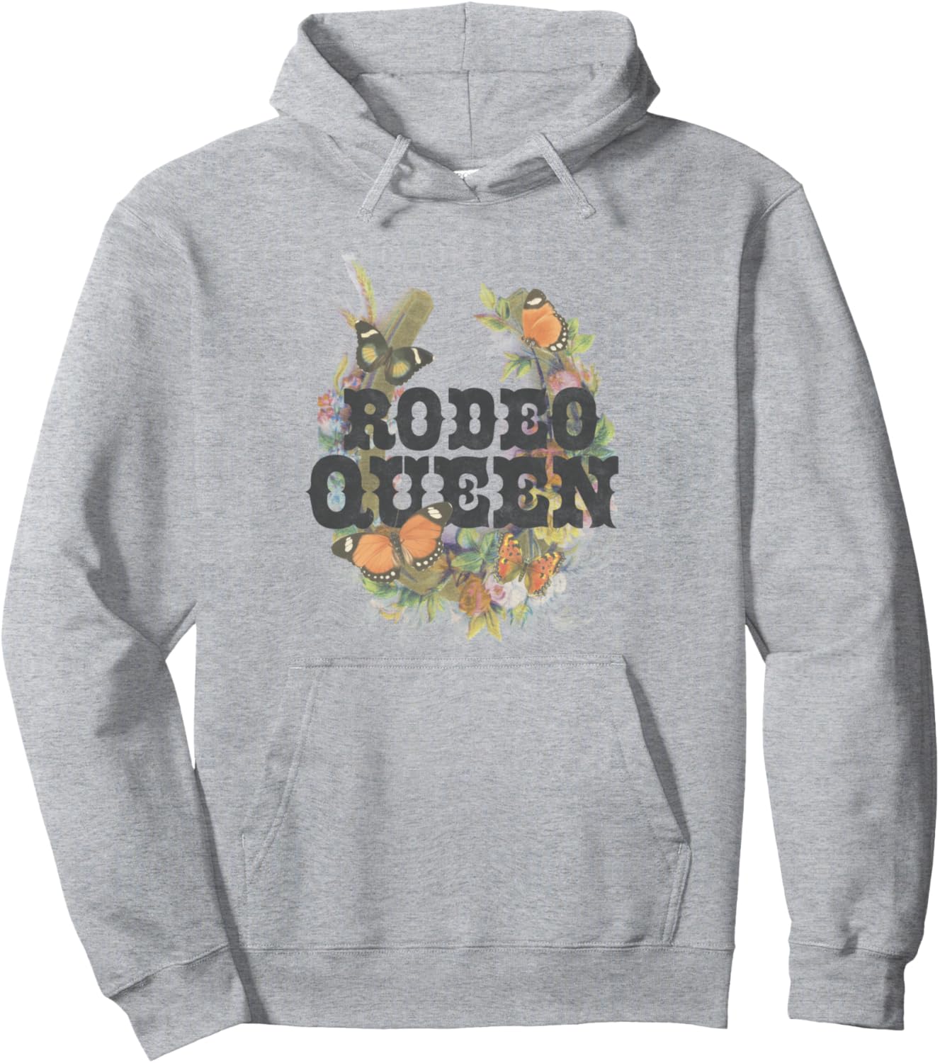 

Модная толстовка Rodeo Queen с цветочным принтом и изображением подковы, серая Trendy Apparel
