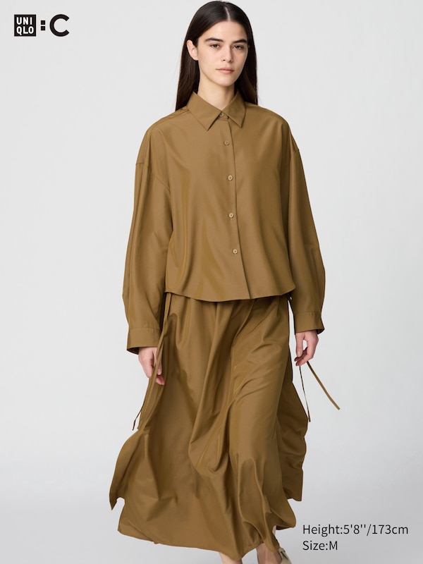 

Укороченная рубашка Uniqlo, коричневый