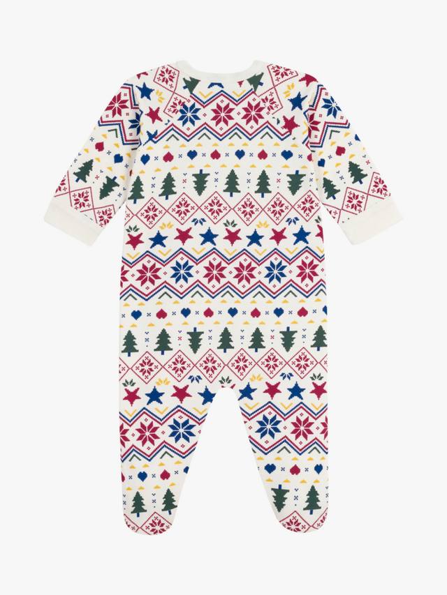 Детский хлопковый праздничный комбинезон-пижама с молнией Petit Bateau, Milk/Multi — фото 2