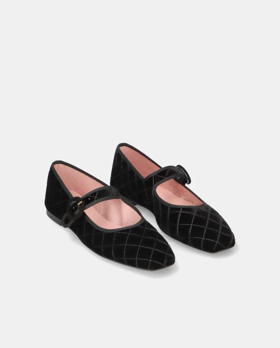 Женские балетки Camille из стеганого велюра Pretty Ballerinas, черный — фото 3