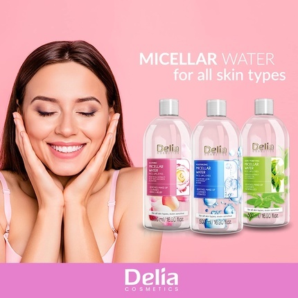 Мицеллярная вода Delia Cosmetics — Успокаивающее очищающее средство для лица на мицеллярной воде с экстрактом лепестков роз, 500 мл — фото 2