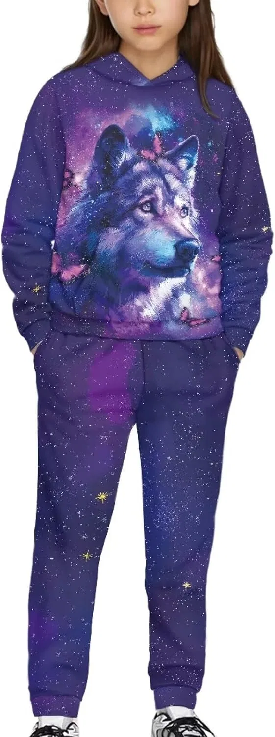 Детский спортивный костюм Galaxy Wolf Printed, толстовка и штаны