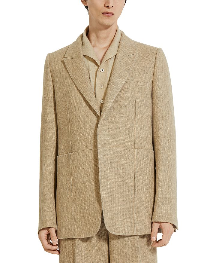 

Мелированный приталенный льняной пиджак ZEGNA, коричневый/бежевый