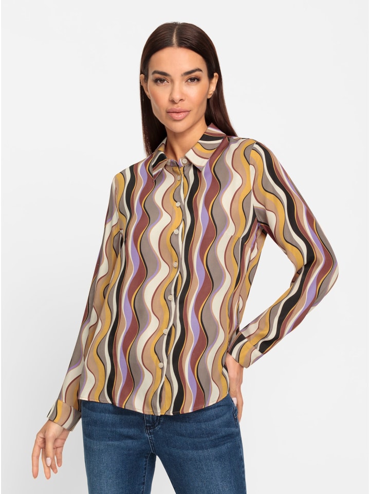 

Блузка-рубашка с принтом верблюжьего и лавандового цветов Heine