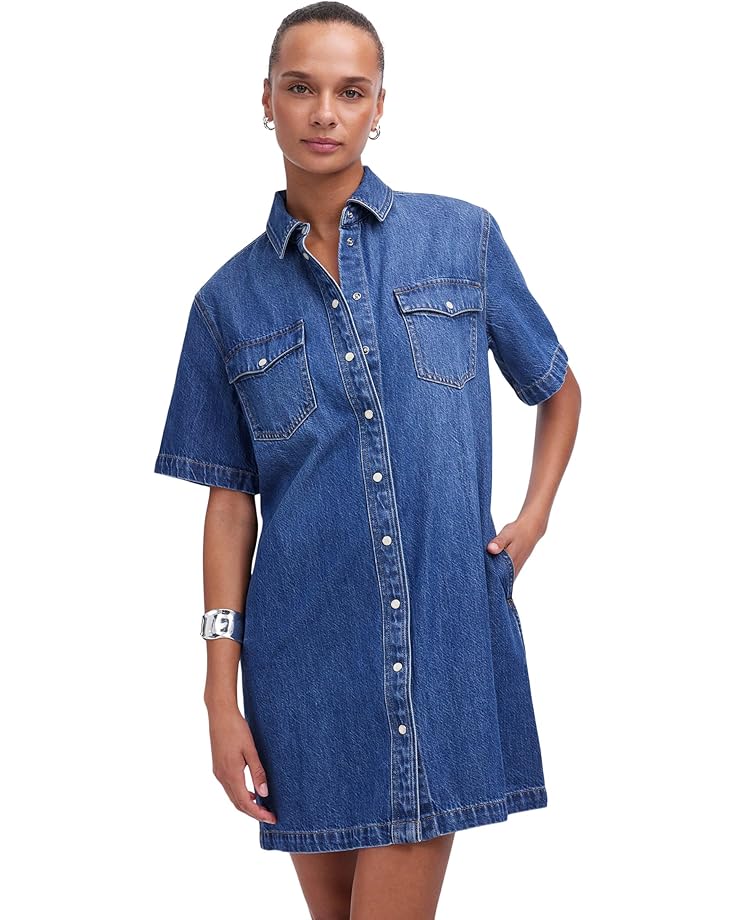 

Платье Madewell Oversized Short Sleeve Shirtdress in Santee Wash, цвет Santee Wash