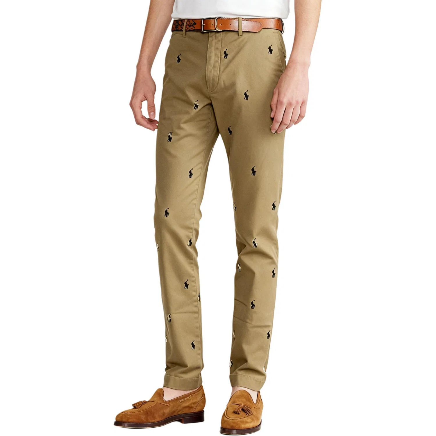 Повседневные брюки Polo Ralph Lauren Stretch Slim Fit коричневые — фото 4