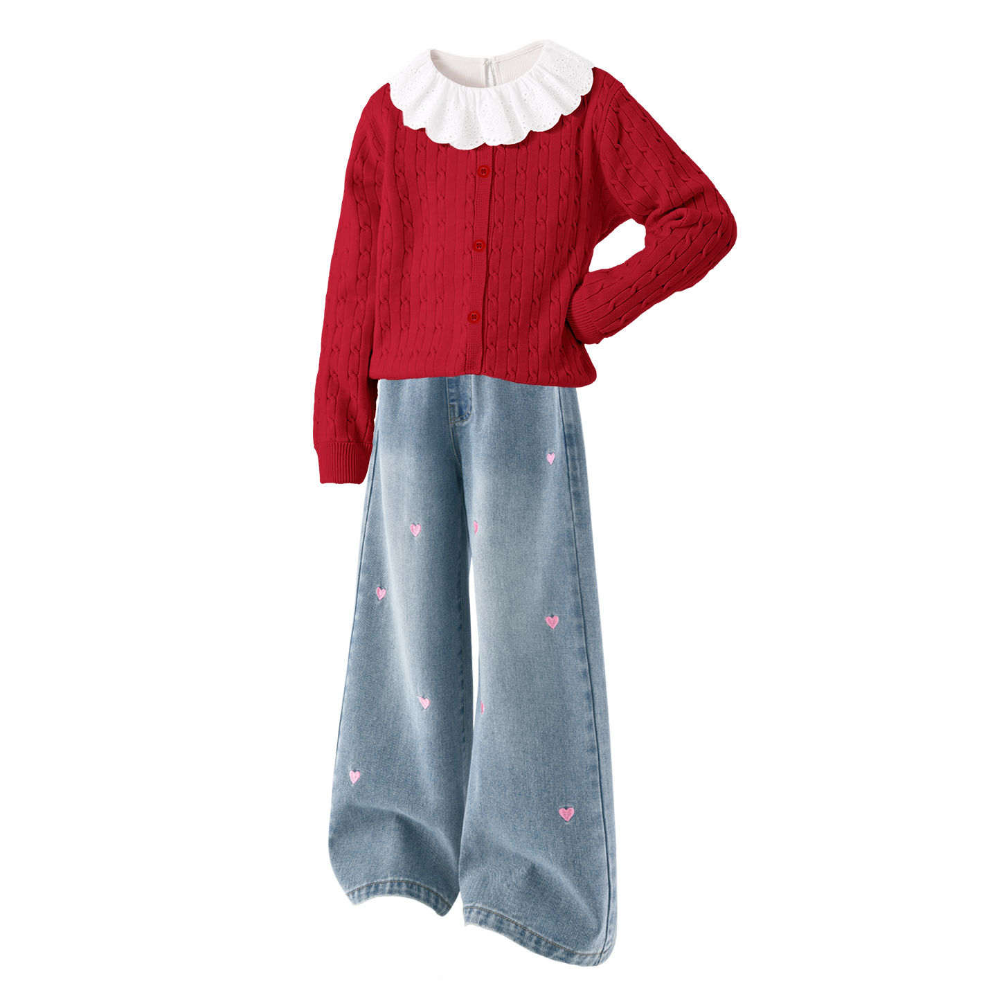 

Детская повседневная спортивная одежда Disney, Solid Color Red+Solid Color Sea Salt Blue+Solid Color Gardenia White