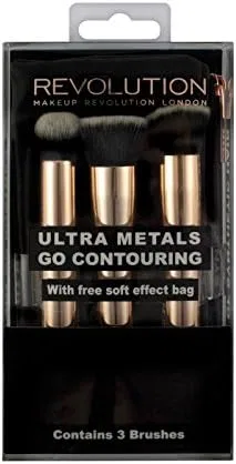 Набор кистей для контуринга Makeup Revolution Ultra Metals, 3 шт