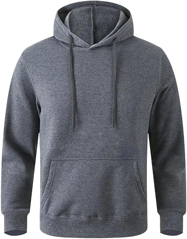 

Мужская однотонная толстовка с капюшоном и карманом-кенгуру