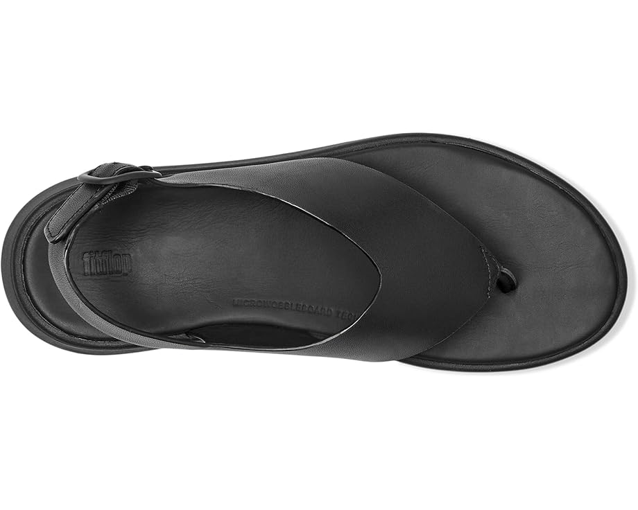 Сандалии FitFlop F-Mode Leather Flatform Back-Strap Toe/Post Sandals, цвет All Black — фото 2