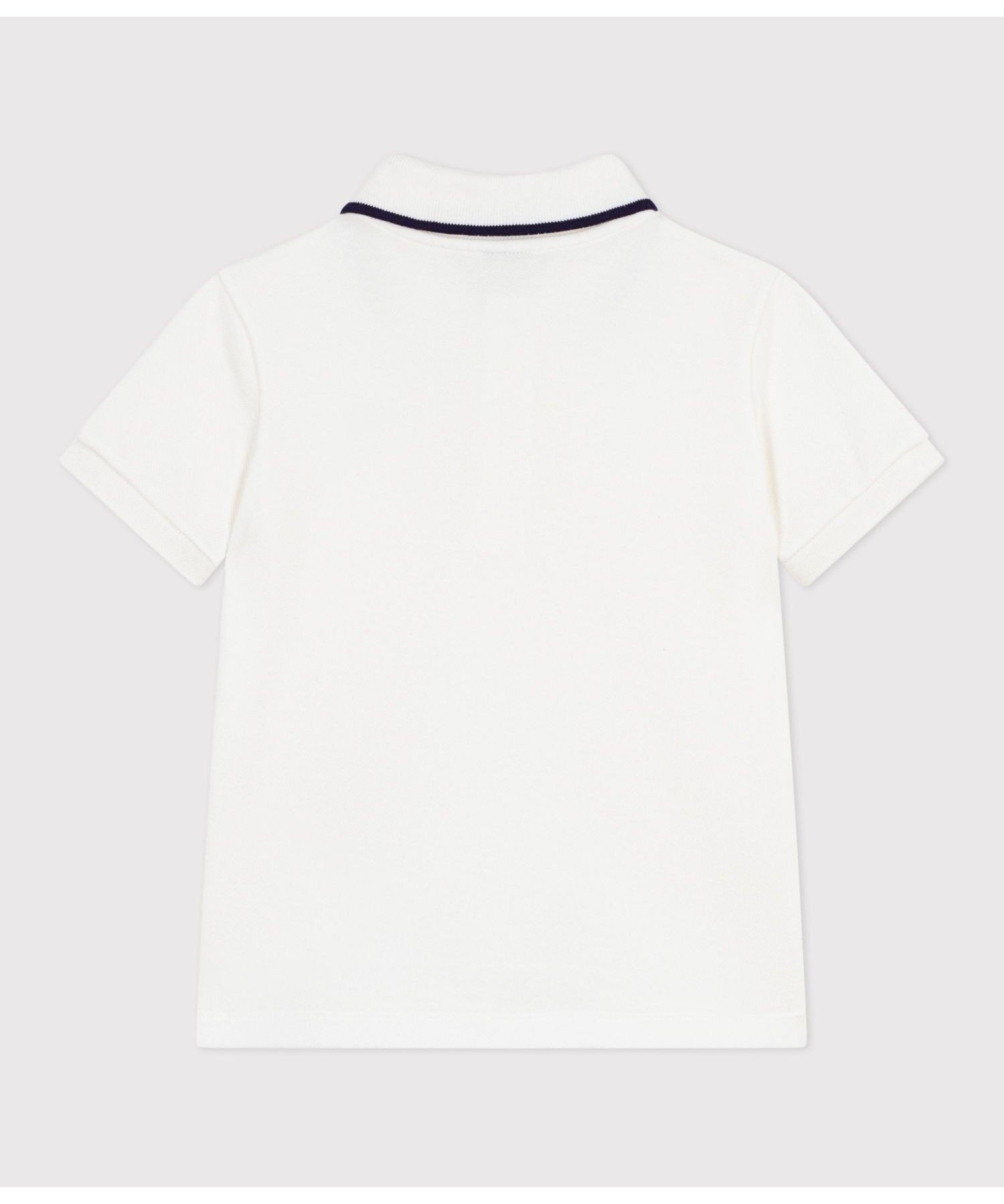 Рубашка-поло с короткими рукавами из трикотажа пике PETIT BATEAU, Off white — фото 2