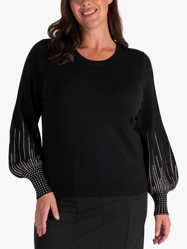 

Свитер с пышными рукавами и декором chesca, Black