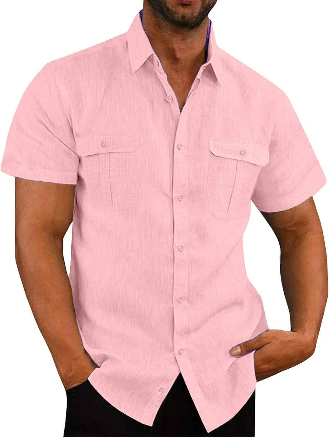 Мужская рубашка с коротким рукавом на пуговицах Stretch Formal Business Casual