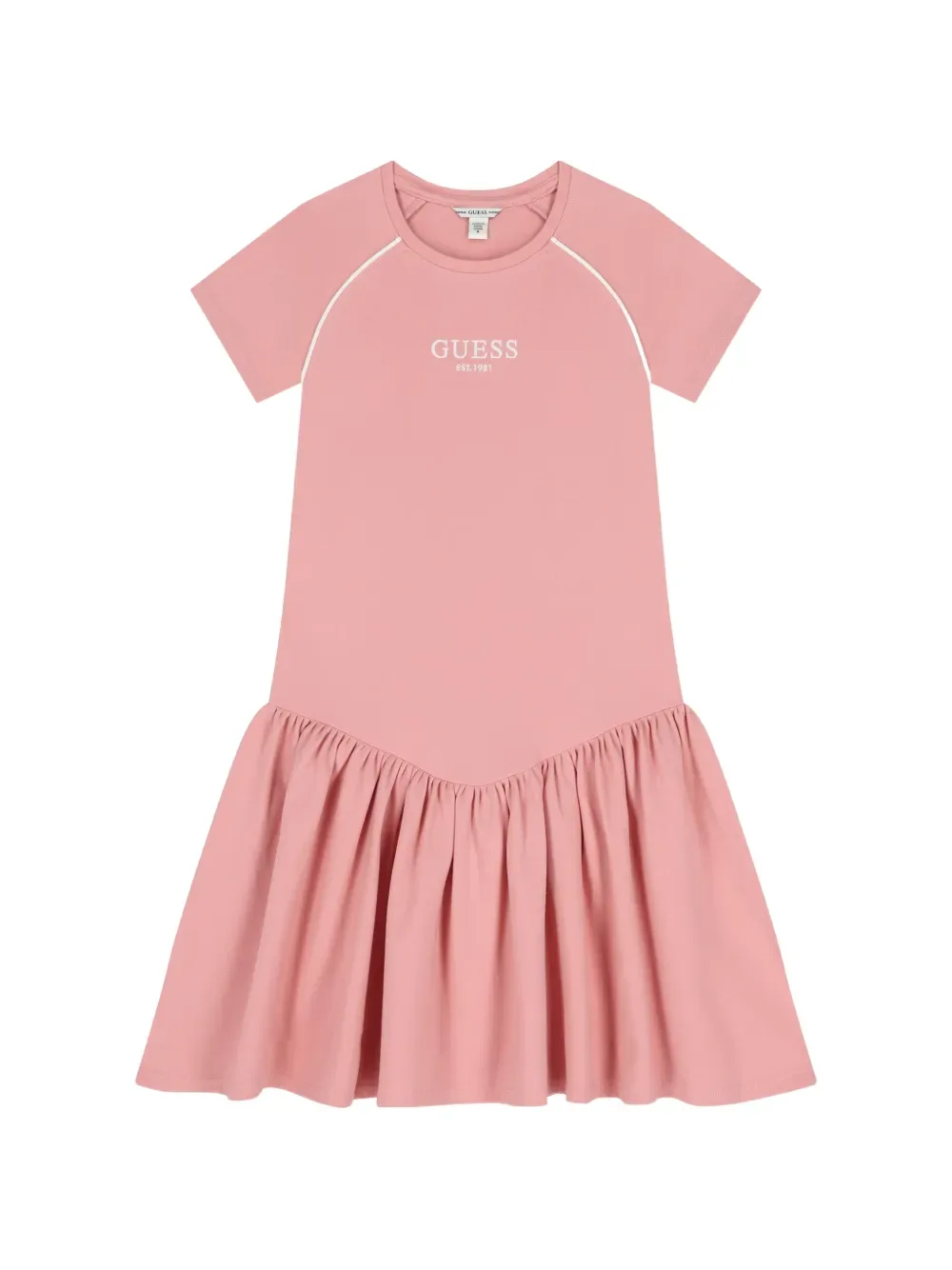 Платье с короткими рукавами и оборками Guess kids, розовый