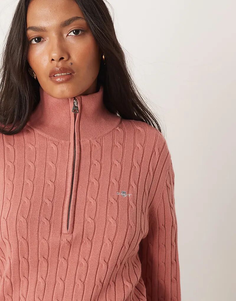 

Джемпер GANT из хлопковой пряжи с застежкой-молнией на половину длины, светло-красный