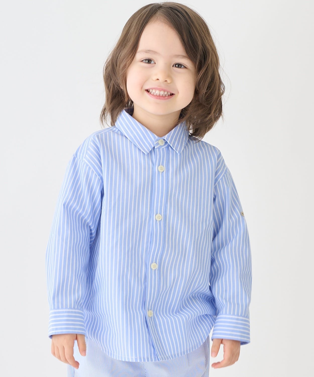 Рубашка с длинными рукавами с разнообразными узорами Petit main, Light Blue