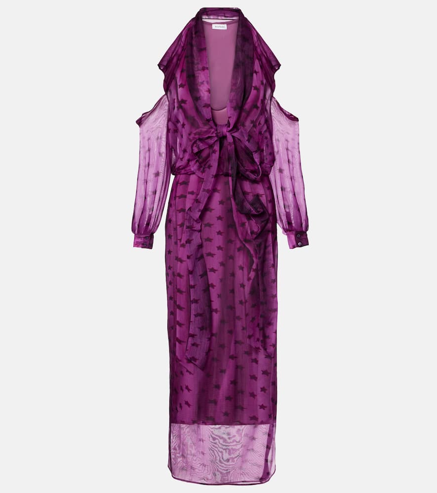 

Вырезное полупрозрачное миди-платье с принтом Acne Studios, Purple