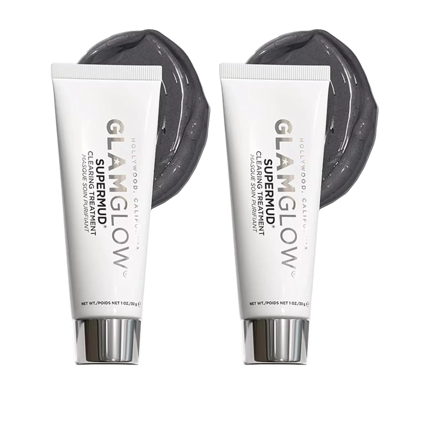 Очищающая маска для лица Glamglow SUPERMUD Instant Clearing Treatment | Очищающая маска для проблемной и жирной кожи, помогающая сузить поры | Активированный уголь, BHA и AHA кислоты 56.70 г (2 шт.)