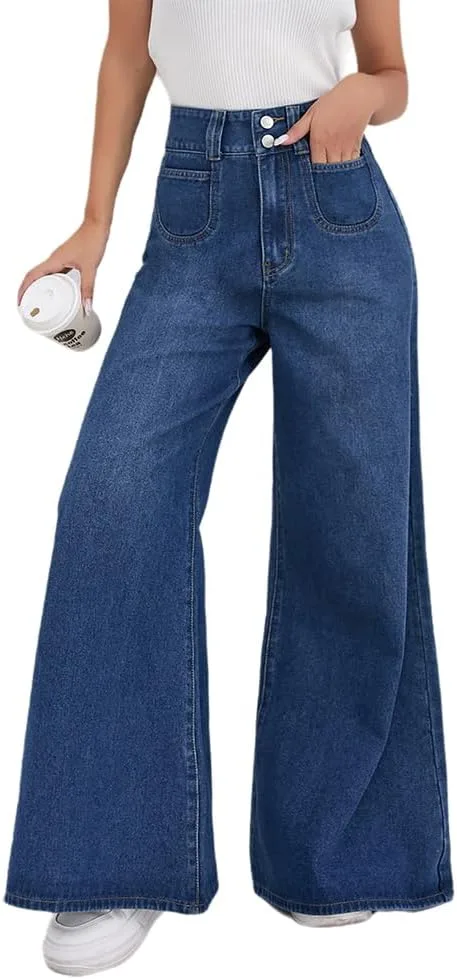 

Женские джинсы с высокой талией и расклешенным силуэтом YADMISU