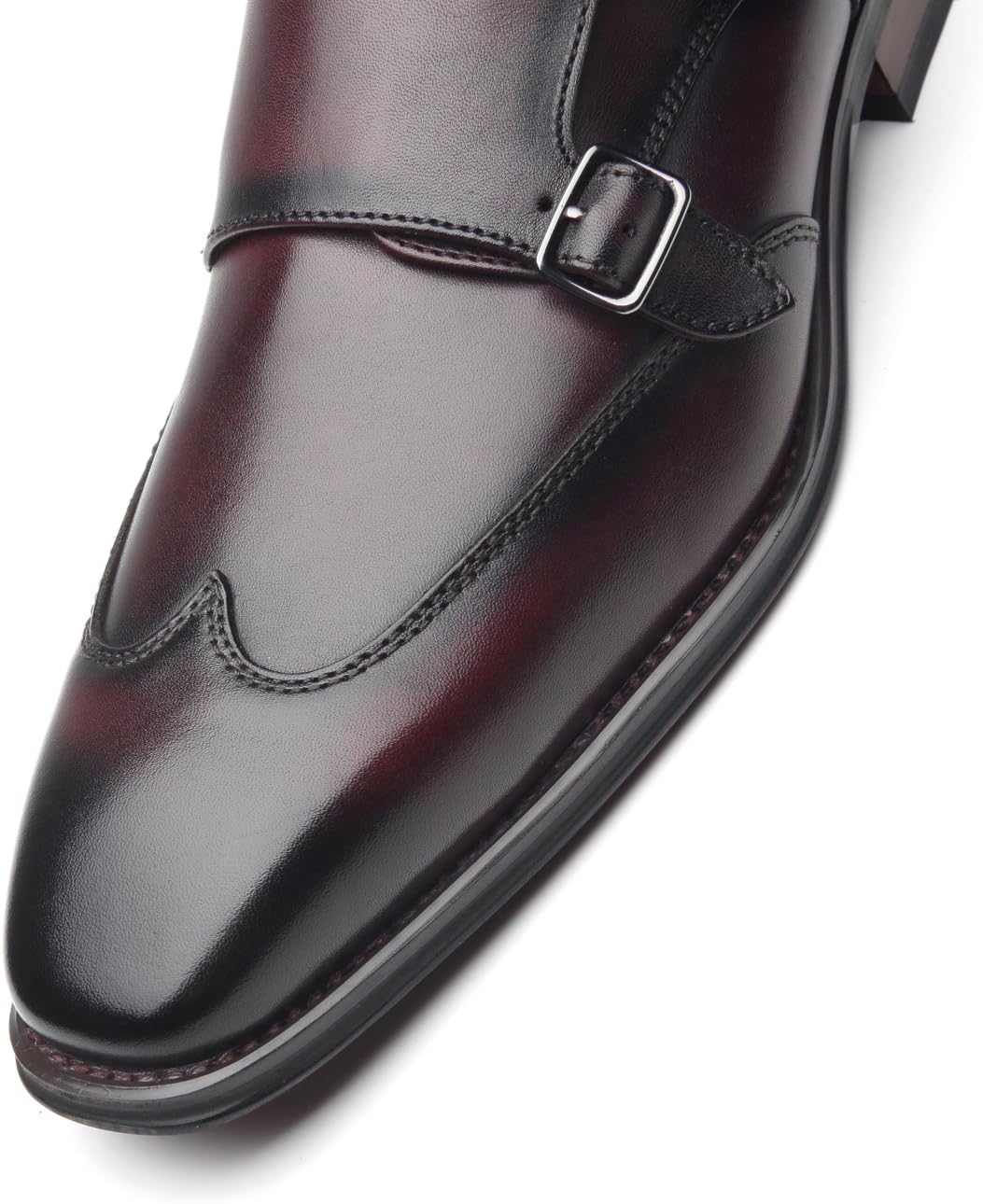 Мужские слипоны La Milano с двойной пряжкой Monk Strap, с закрытым носком, из кожи, оксфорды, формальные, деловые, повседневные, удобные туфли для мужчин, бордовый — фото 4