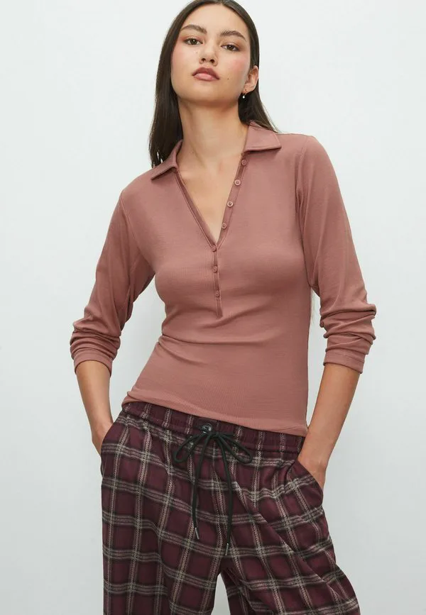Рубашка с длинными рукавами и воротником стандартного кроя Next, Pink