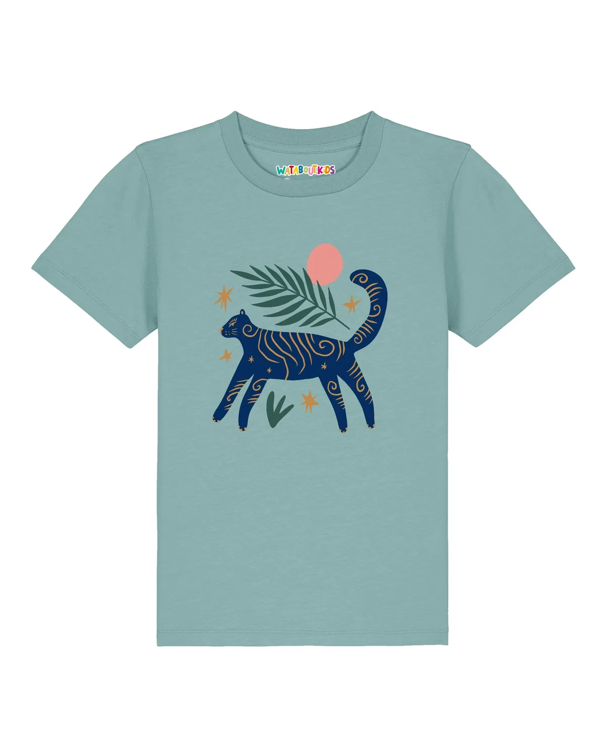 Футболка с принтом, Wat? Apparel, teal monstera — фото 2