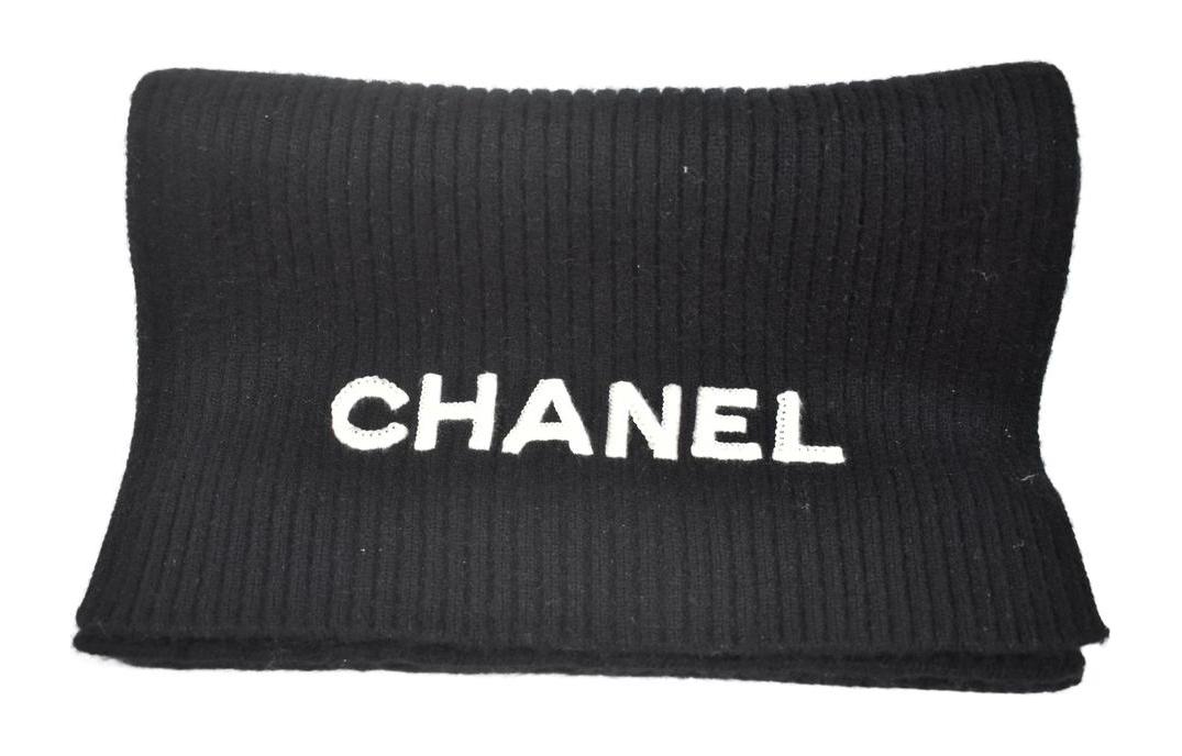 

Шарф вязаный унисекс черный CHANEL