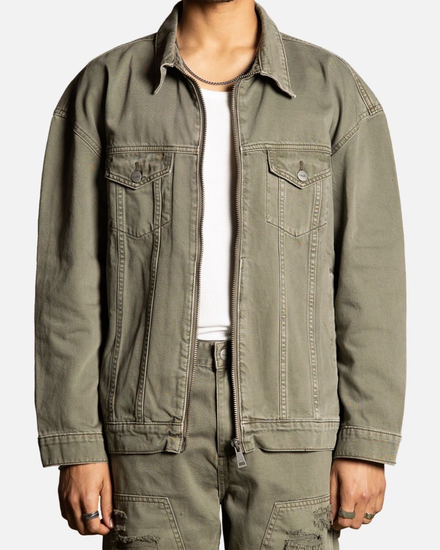 

Мужская джинсовая куртка оверсайз, бежевый/хаки, размер M SAINT MORTA, Khaki green