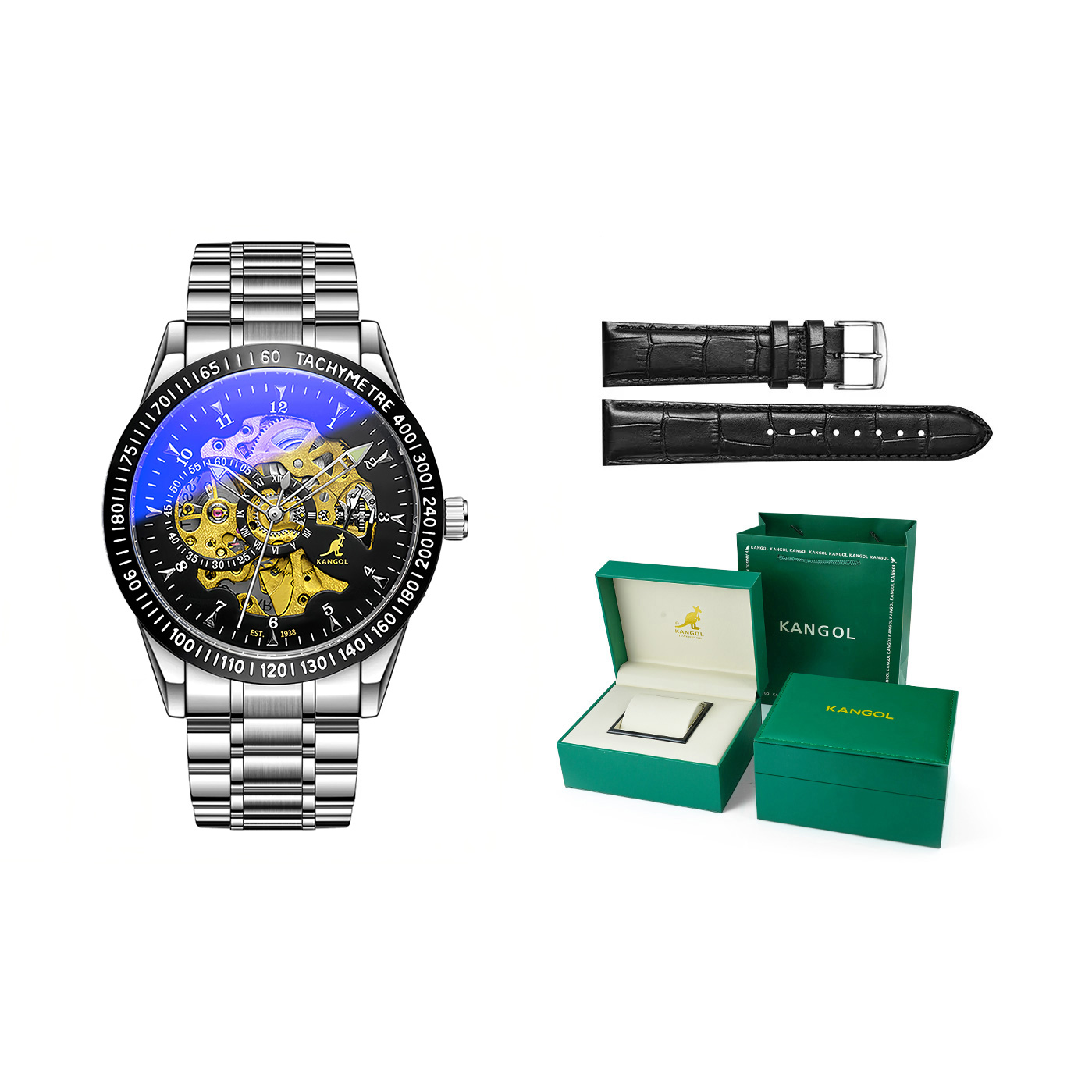 

Мужские часы со стальным браслетом и автоматическим механизмом Cut-Out Dial KANGOL
