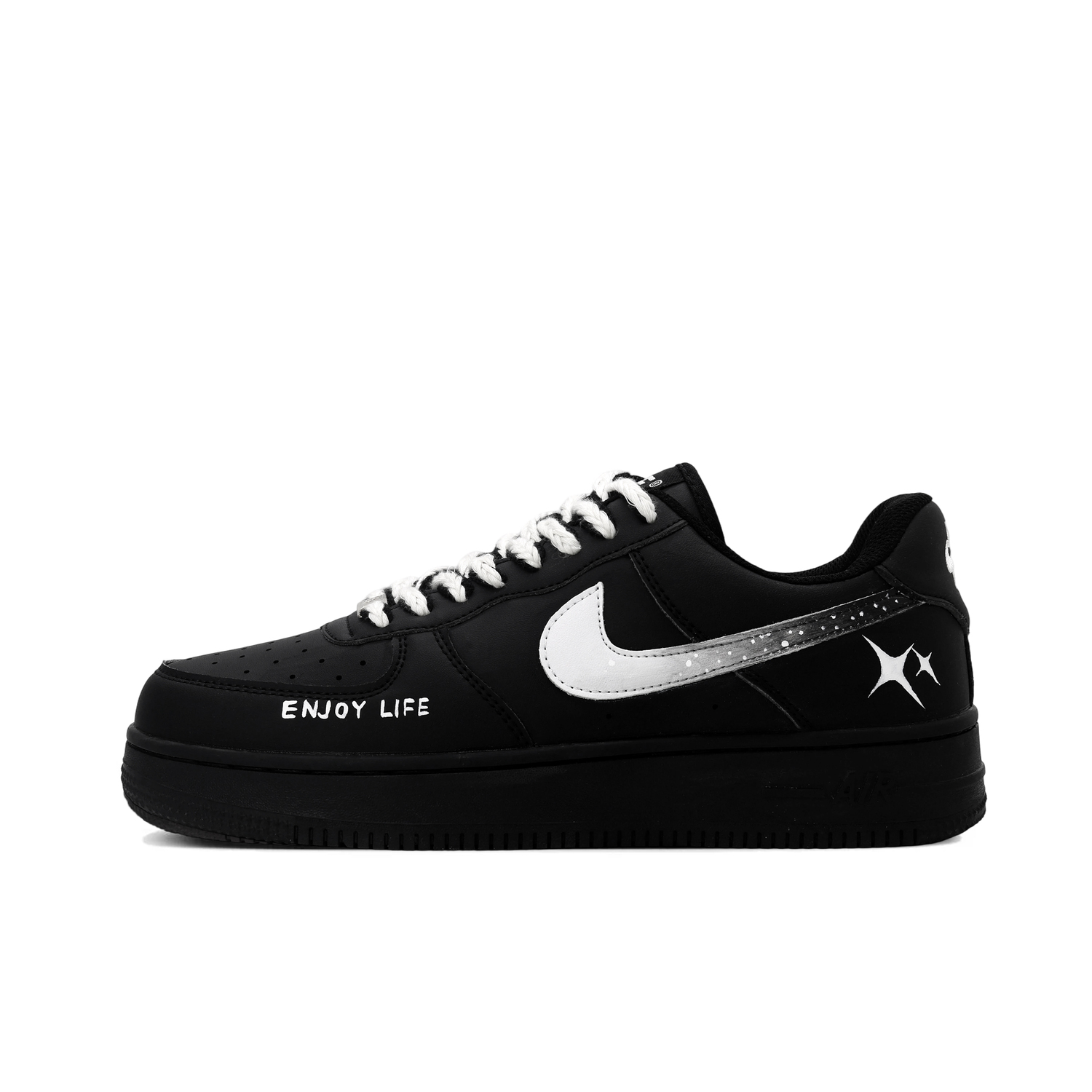 

Nike Кроссовки Air Force 1 Black Radiance Starlight Abrasion Resistant Low top Skateboard Shoes Unisex Black White