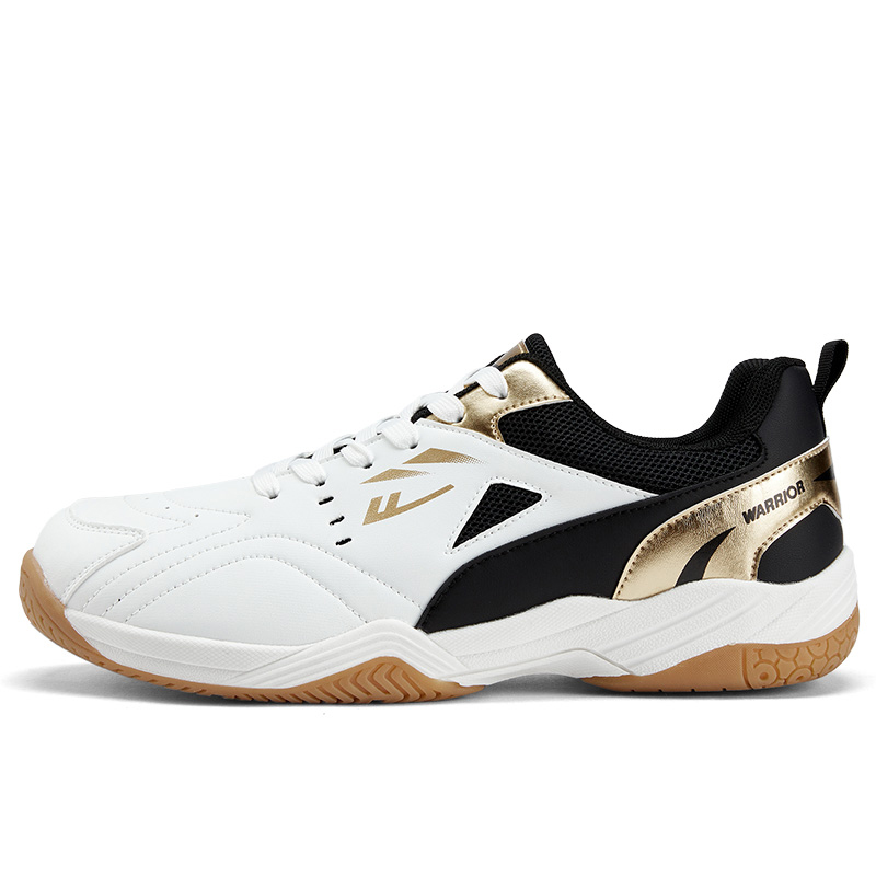 

Кроссовки для бадминтона мужские низкие с амортизацией и противоскользящей подошвой WARRIOR, белый черный